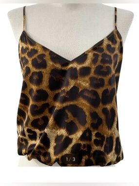 Reset By Jane Leona Leopard Print Satin Cami Top Size M